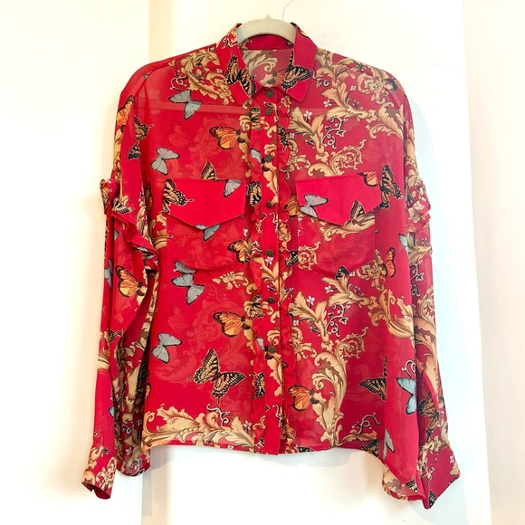 The Kooples Red Floral Blouse - Picture 3 of 11